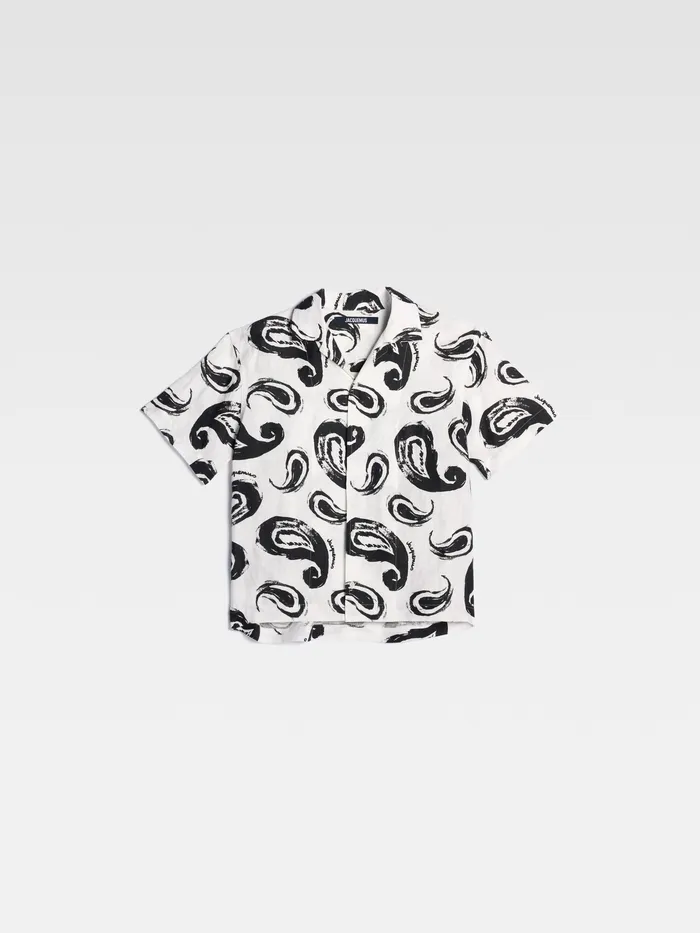 JACQUEMUS Shirts Painted Paisley Bowling Shirt Print Whiteblack Paisley 8211 Men