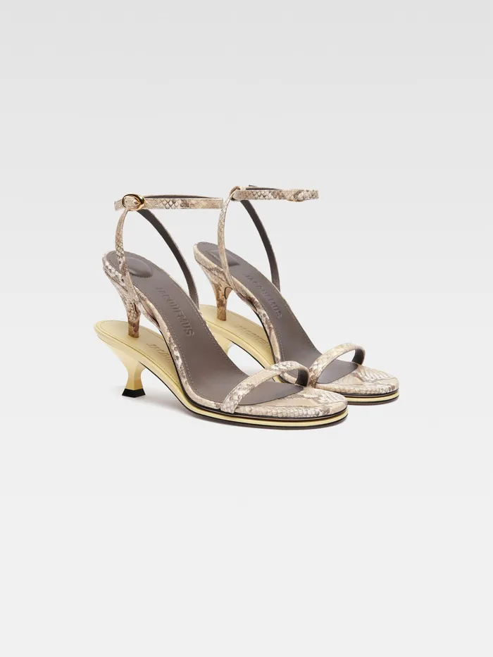 JACQUEMUS Shoes Double Sandals Python Beigepale Yellow 8211 Women