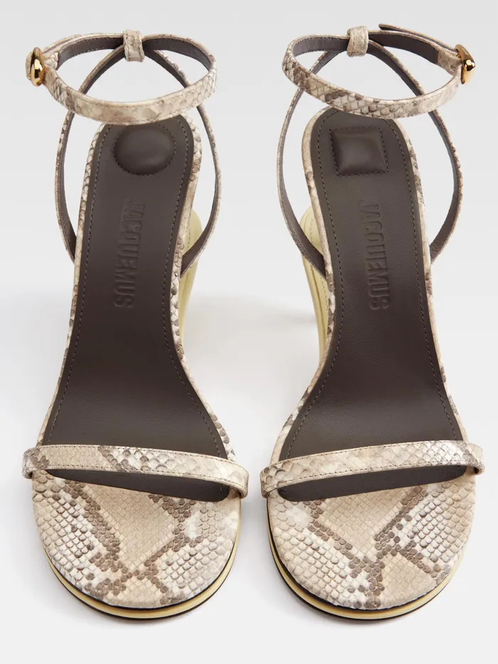 JACQUEMUS Shoes Double Sandals Python Beigepale Yellow 8211 Women