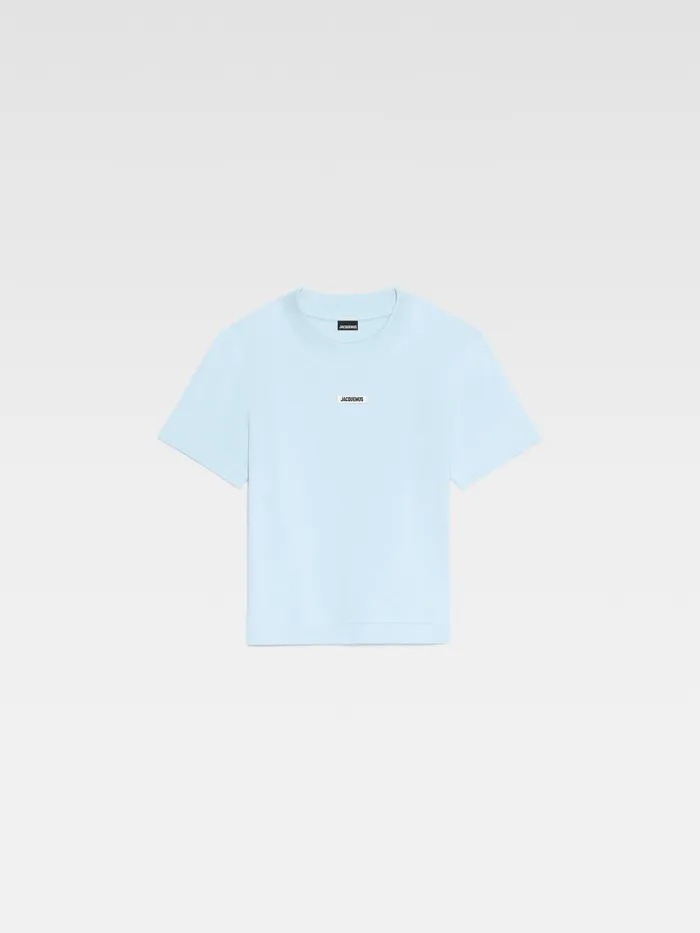 JACQUEMUS Sweatshirts and Joggings Grosgrain Logo TShirt Light Blue 8211 Women