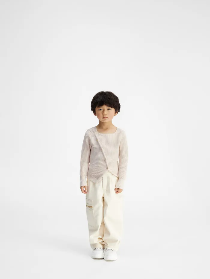 JACQUEMUS Tops Asymmetrical ButtonDown Sweater Offwhite 8211 Kids