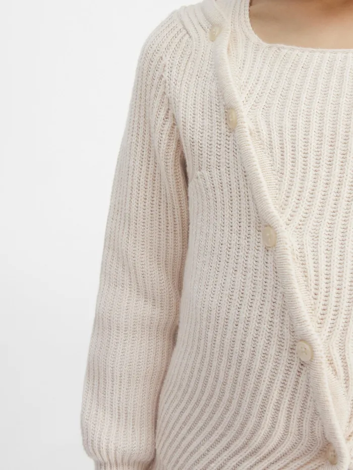 JACQUEMUS Tops Asymmetrical ButtonDown Sweater Offwhite 8211 Kids