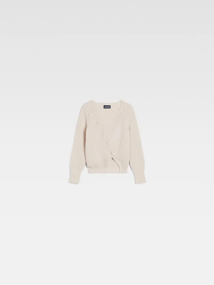 JACQUEMUS Tops Asymmetrical ButtonDown Sweater Offwhite 8211 Kids