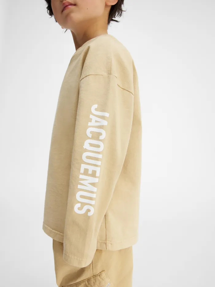 JACQUEMUS Tops LongSleeved Logo TShirt Dark Beige 8211 Kids