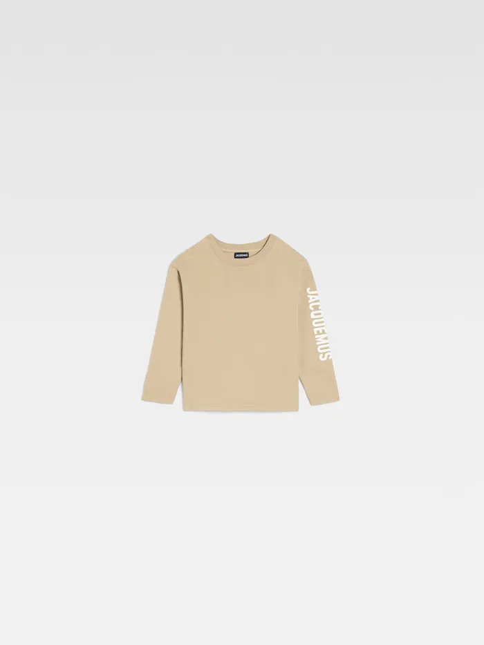 JACQUEMUS Tops LongSleeved Logo TShirt Dark Beige 8211 Kids