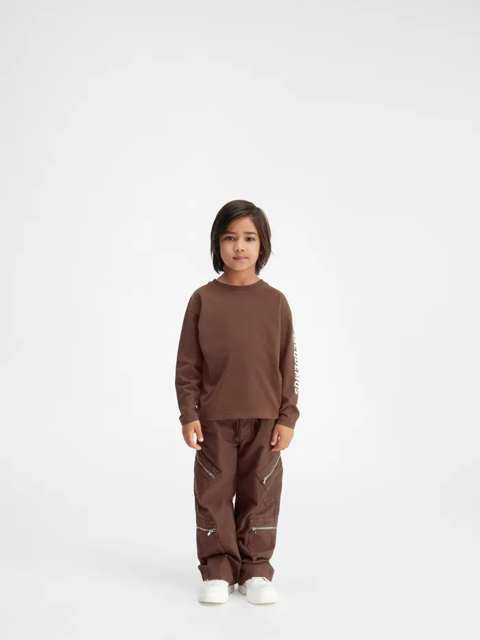 JACQUEMUS Tops LongSleeved Logo TShirt Dark Brown 8211 Kids