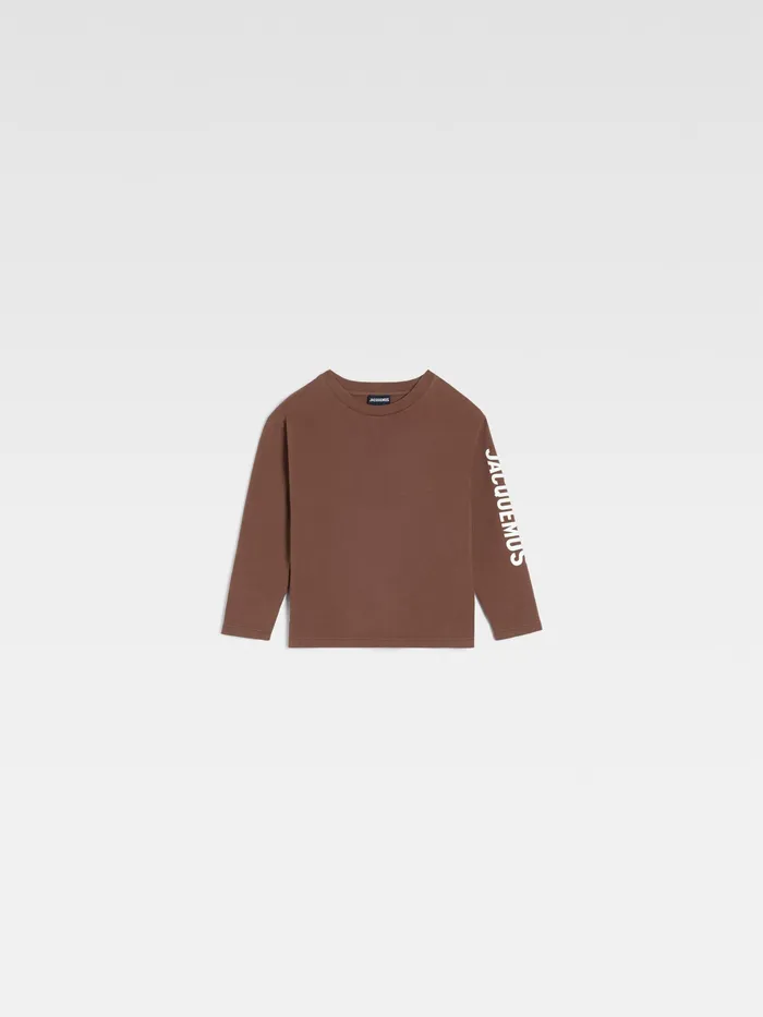 JACQUEMUS Tops LongSleeved Logo TShirt Dark Brown 8211 Kids
