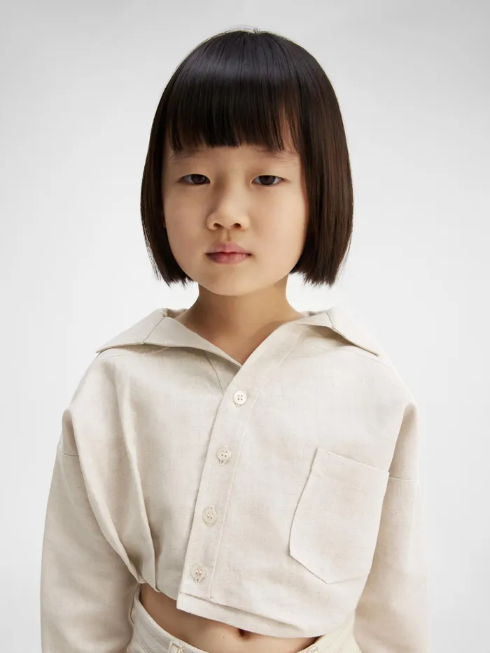 JACQUEMUS Tops Twist Tucked Blouse Light Beige 8211 Kids
