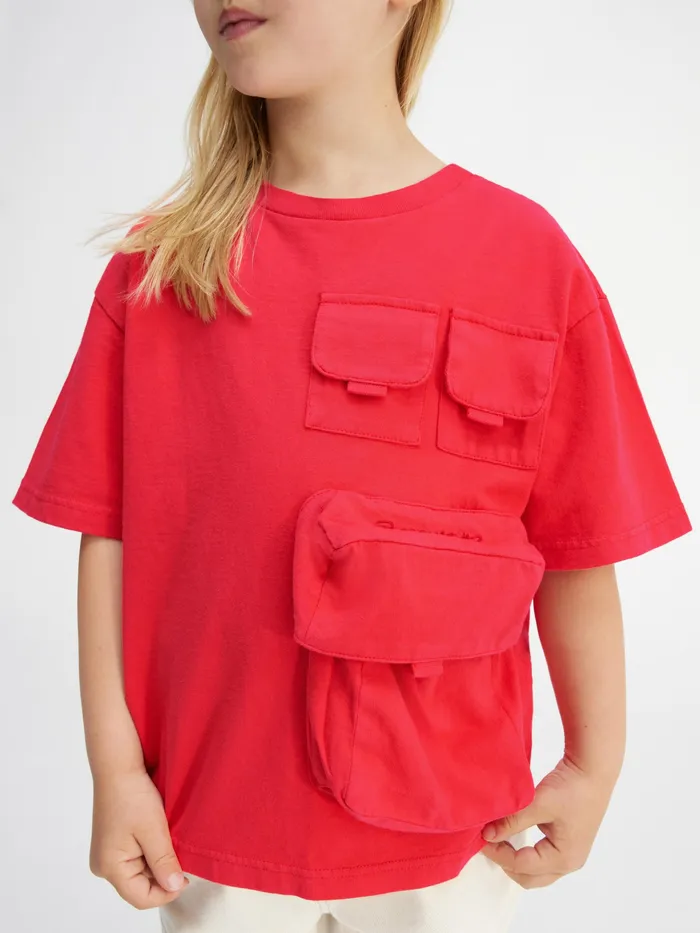 JACQUEMUS Tops Utility TShirt Red 8211 Kids