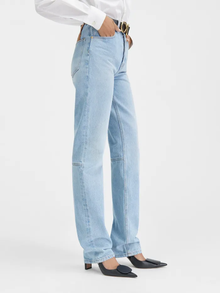 JACQUEMUS Trousers and Shorts Straight Leg Jeans Light Bluetabac 8211 Women