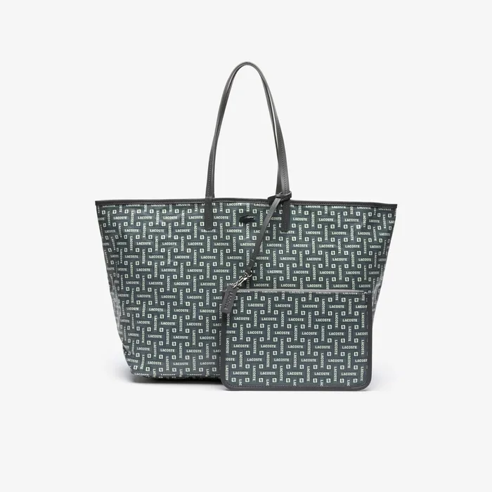 Large Coated Cotton Canvas Tote Bag Lacoste Blue Womens Lacoste Bags Store