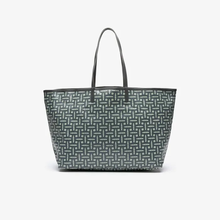 Large Coated Cotton Canvas Tote Bag Lacoste Blue Womens Lacoste Bags Store