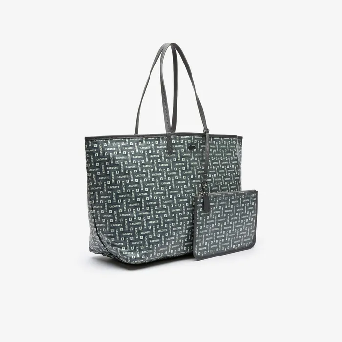 Large Coated Cotton Canvas Tote Bag Lacoste Blue Womens Lacoste Bags Store