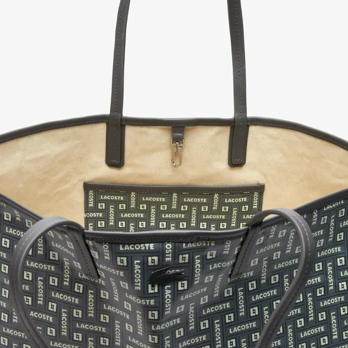 Large Coated Cotton Canvas Tote Bag Lacoste Blue Womens Lacoste Bags Store