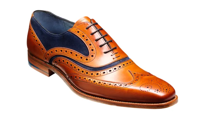 McClean 8211 Cedar Calf Blue Suede Mens Barker Shoes Brogues