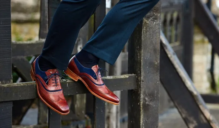 McClean 8211 Cedar Calf Blue Suede Mens Barker Shoes Brogues
