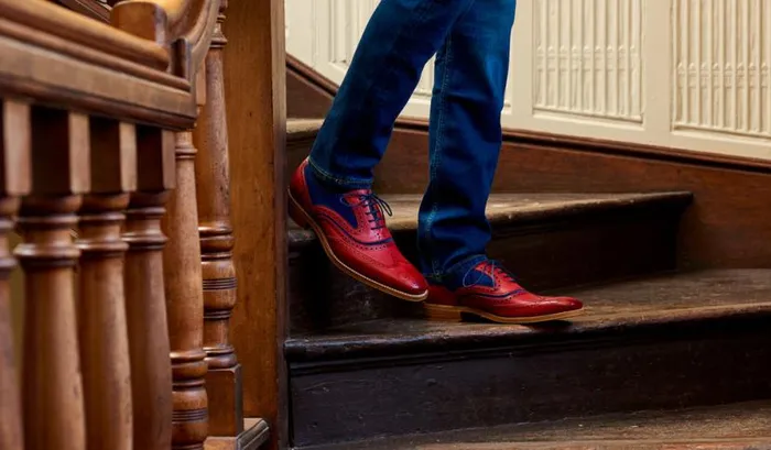 McClean 8211 Cedar Calf Blue Suede Mens Barker Shoes Brogues