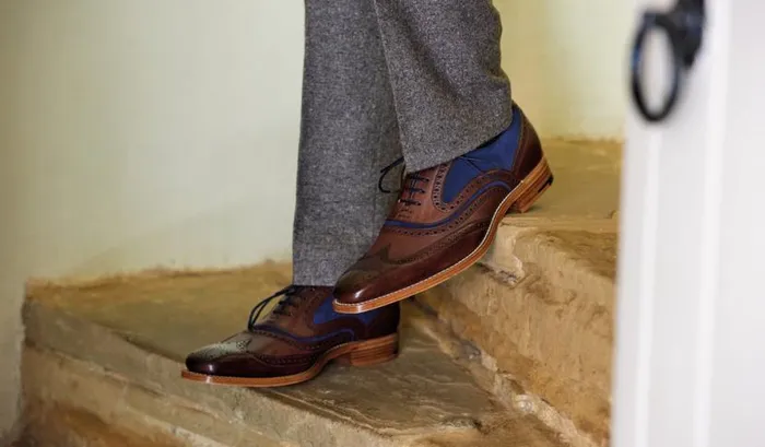 McClean 8211 Cedar Calf Blue Suede Mens Barker Shoes Brogues