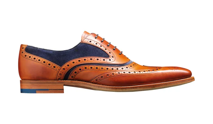 McClean 8211 Cedar Calf Blue Suede Mens Barker Shoes Brogues