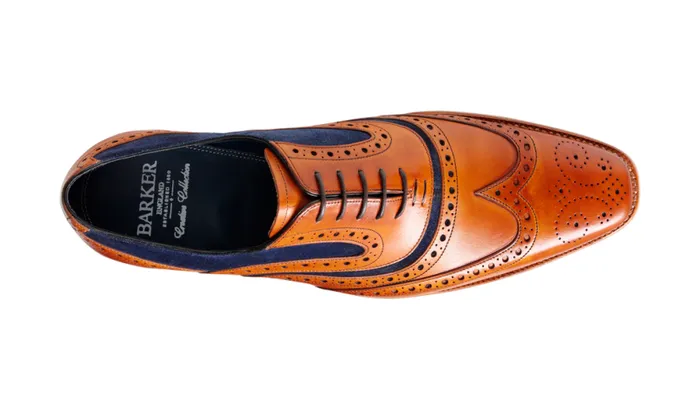 McClean 8211 Cedar Calf Blue Suede Mens Barker Shoes Brogues