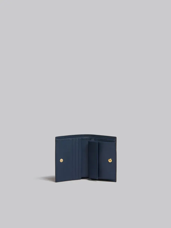 Orange Cream And Deep Blue Saffiano Leather Bifold Wallet Women Marni Wallets and Small Leather Goods