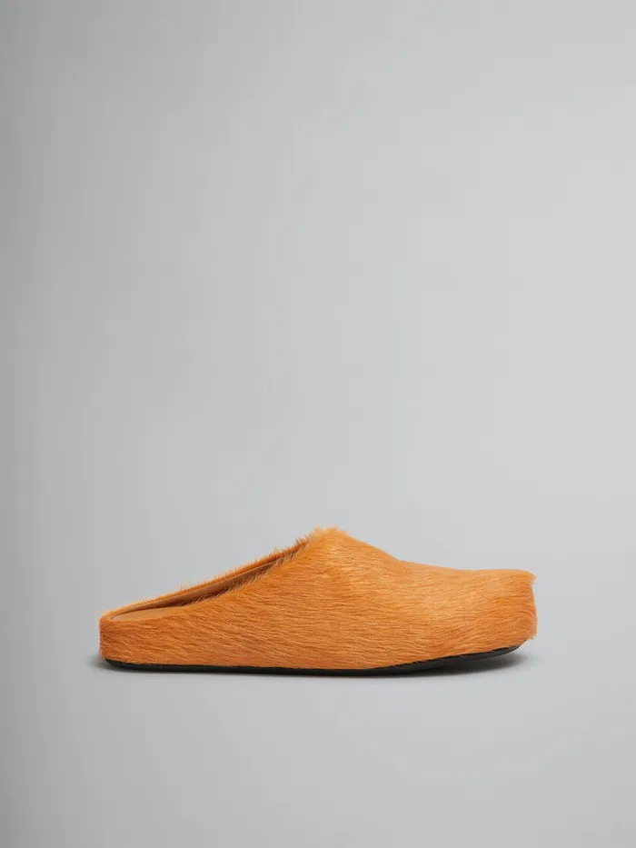Orange Longhair Calfskin Fussbett Sabot Men Marni Fussbett Sabot