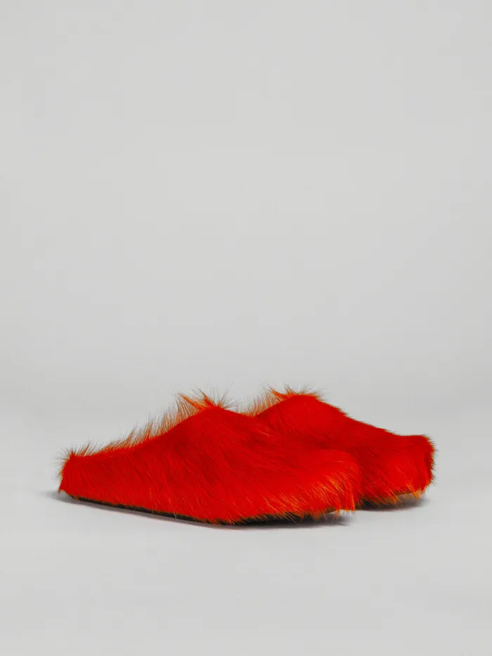 Orange Longhair Calfskin Fussbett Sabot Men Marni Fussbett Sabot
