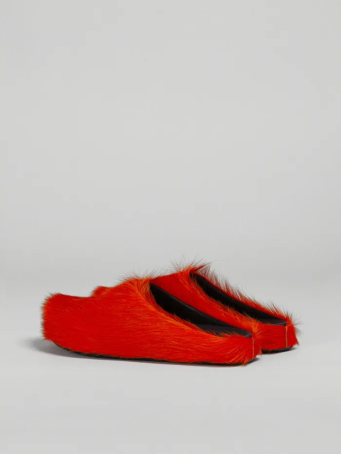 Orange Longhair Calfskin Fussbett Sabot Men Marni Fussbett Sabot