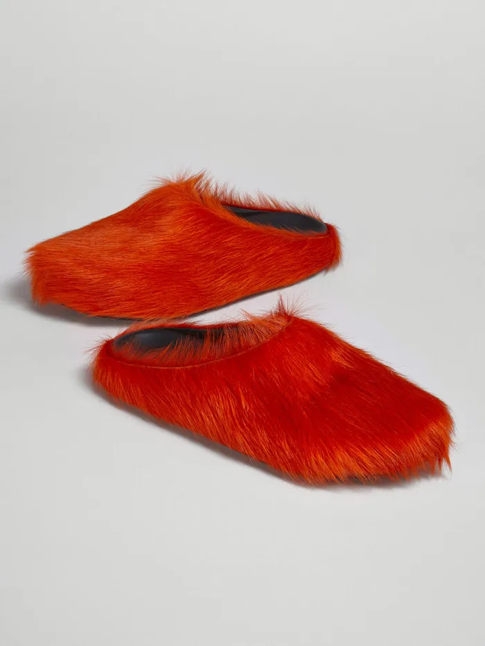 Orange Longhair Calfskin Fussbett Sabot Men Marni Fussbett Sabot