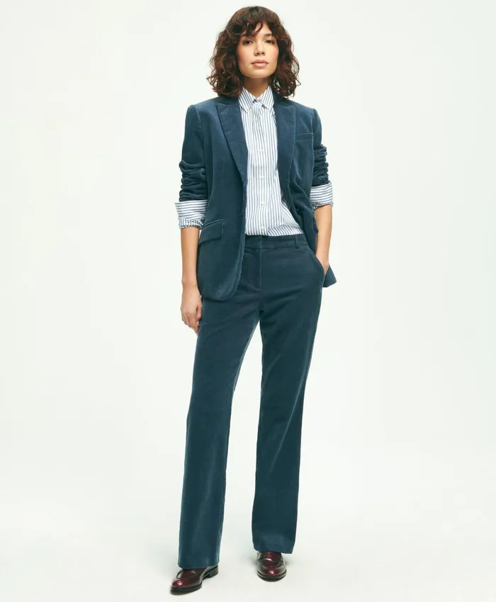 Pants andamp Skirts Women Brooks Brothers Cotton WideWale Corduroy Trousers Blue