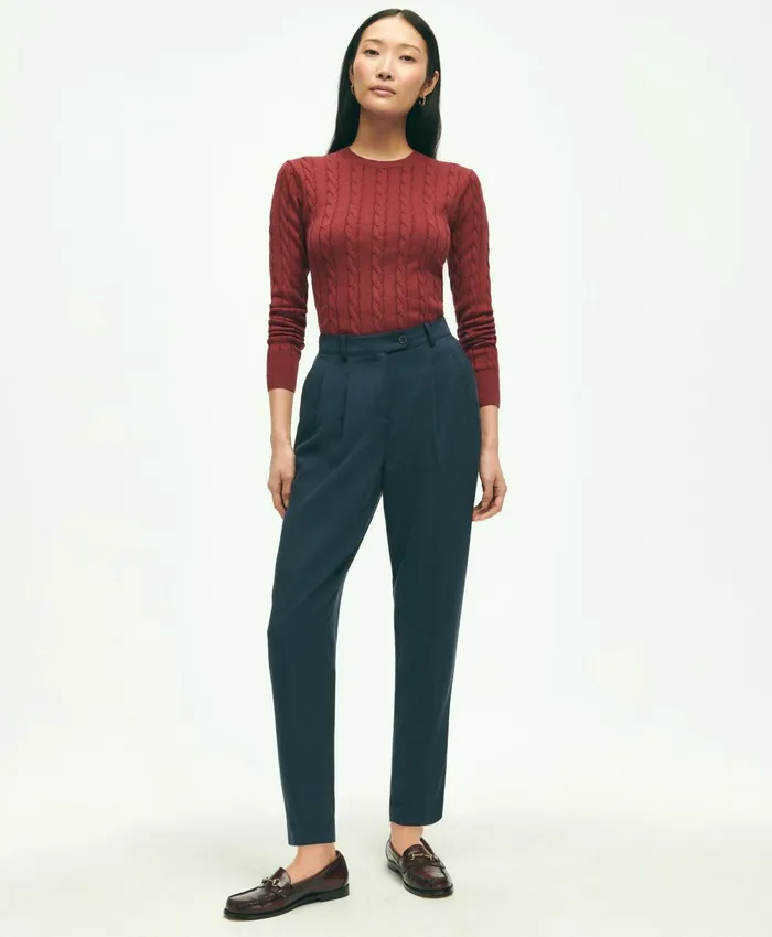 Pants andamp Skirts Women Brooks Brothers Slim PleatFront Cropped Pants Navy