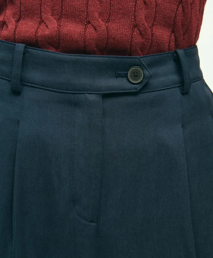 Pants andamp Skirts Women Brooks Brothers Slim PleatFront Cropped Pants Navy