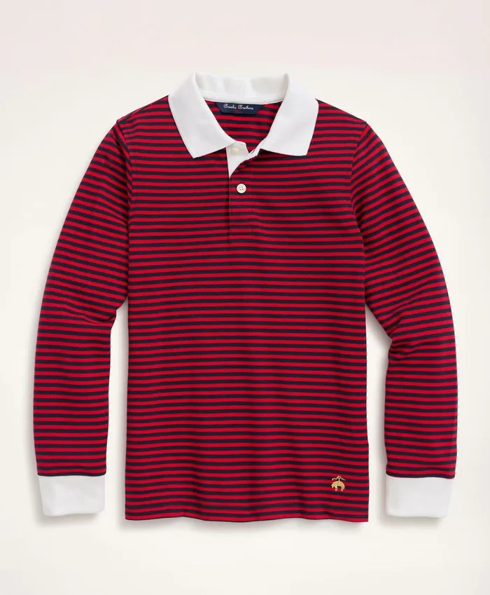 Polos TShirts andamp Sweats Kids Brooks Brothers Boys LongSleeve Feeder Stripe Polo Shirt Red Polos TShirts andamp Sweats Kids Brooks Brothers Boys LongSleeve Feeder Stripe Polo Shirt Red
