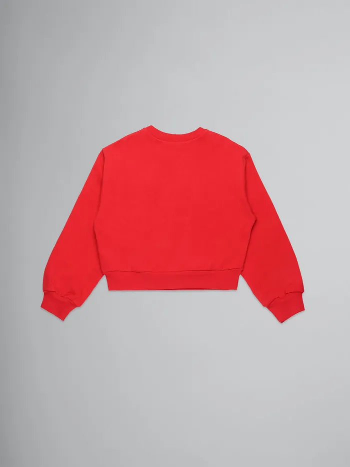 Red Cropped Crewneck Sweatshirt With Embroidered Logo Kids Marni