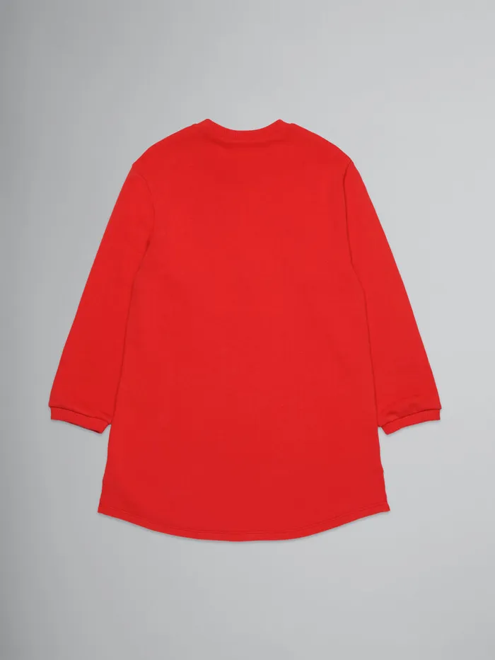 Red Fleece Dress With Sequined Flowers Kids Marni