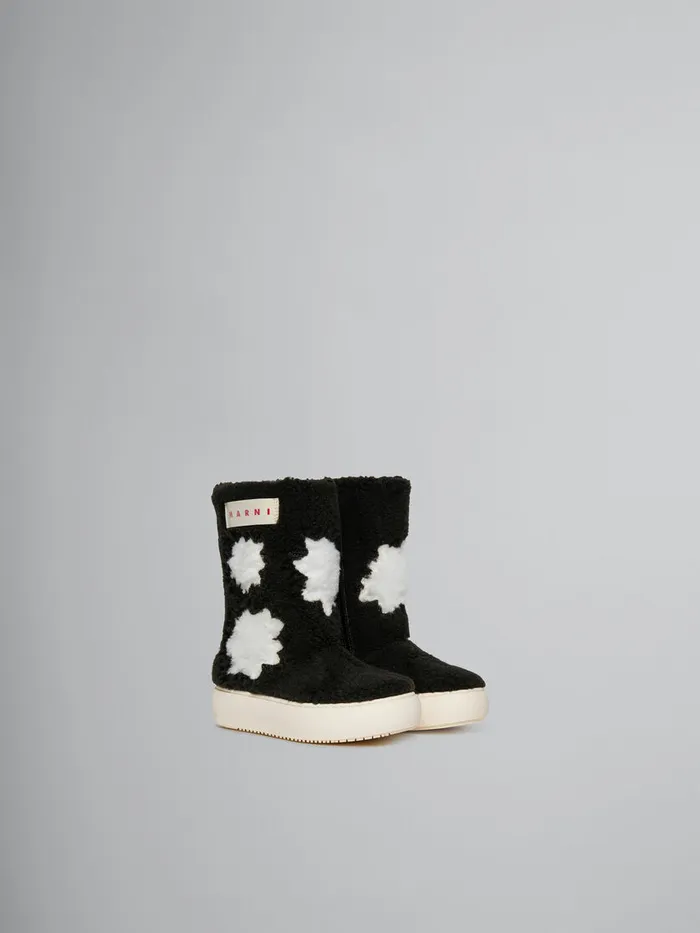 Sheepskin Look Ankle Boot Kids Marni