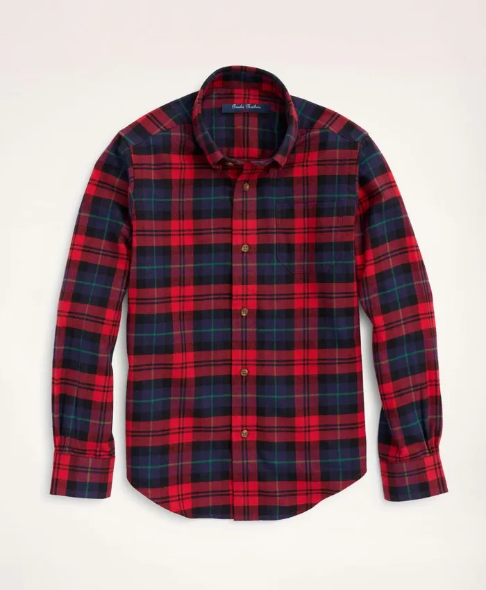 Shirts Kids Brooks Brothers Boys Flannel Tartan Sport Shirt Rednavy