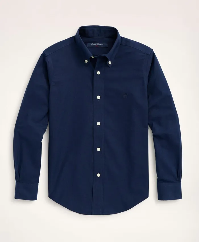 Shirts Kids Brooks Brothers Boys NonIron Stretch Cotton Oxford Sport Shirt Navy
