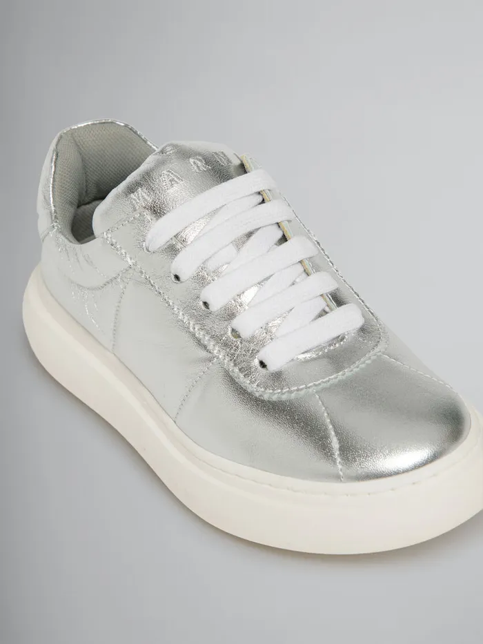 Silver Leather Padded Sneaker Kids Marni