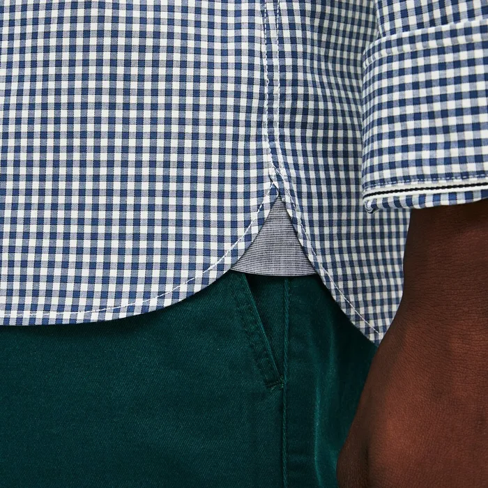 Slim Fit Gingham Stretch Cotton Poplin Shirt BlueWhite Mens Lacoste Button Down Shirts Store
