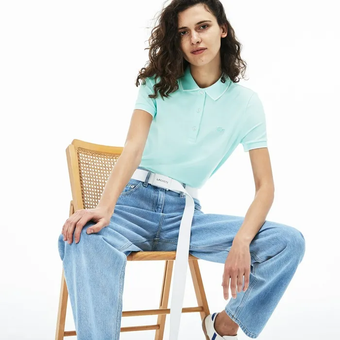 Slim Fit Stretch Polo Shirt Light BlueWhite Womens Lacoste Polos Online Store Slim Fit Stretch Polo Shirt Light BlueWhite Womens Lacoste Polos Online Store