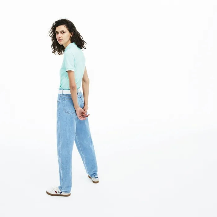 Slim Fit Stretch Polo Shirt Light BlueWhite Womens Lacoste Polos Online Store