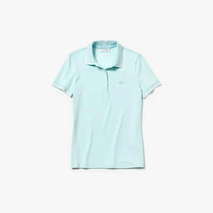 Slim Fit Stretch Polo Shirt Light BlueWhite Womens Lacoste Polos Online Store