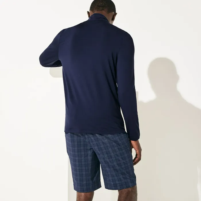 SPORT Stretch Zippered Collar Sweatshirt Navy Blue Mens Lacoste Sweatshirts Online Outlet Store