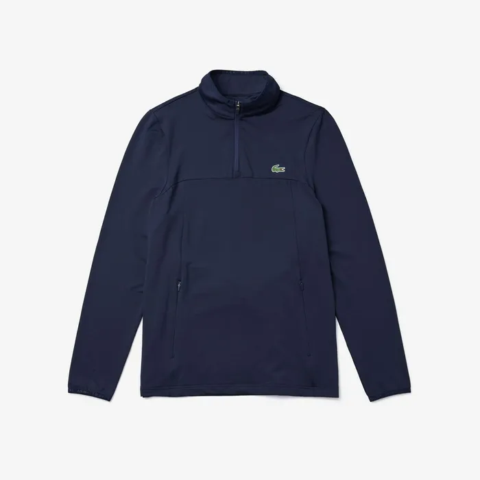 SPORT Stretch Zippered Collar Sweatshirt Navy Blue Mens Lacoste Sweatshirts Online Outlet Store