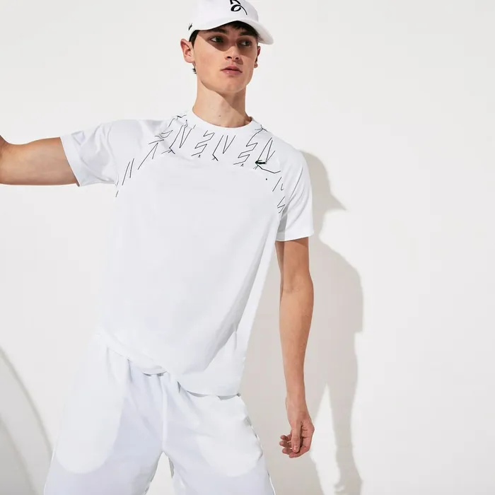 SPORT x Novak Djokovic Breathable UltraLight TShirt WhiteNavy Blue Mens Lacoste TShirts Shop Online SPORT x Novak Djokovic Breathable UltraLight TShirt WhiteNavy Blue Mens Lacoste TShirts Shop Online