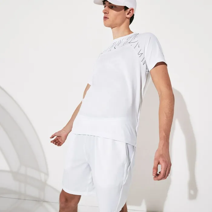 SPORT x Novak Djokovic Breathable UltraLight TShirt WhiteNavy Blue Mens Lacoste TShirts Shop Online