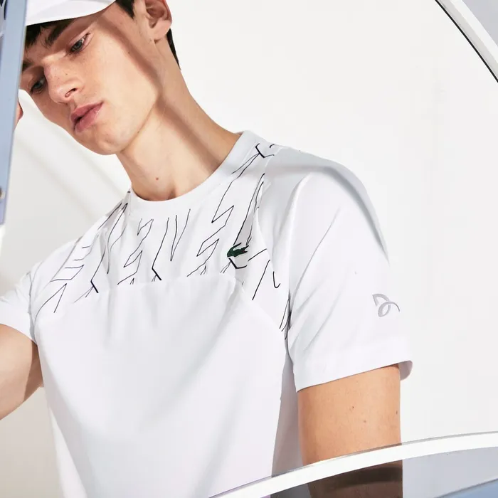 SPORT x Novak Djokovic Breathable UltraLight TShirt WhiteNavy Blue Mens Lacoste TShirts Shop Online
