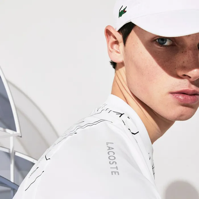 SPORT x Novak Djokovic Breathable UltraLight TShirt WhiteNavy Blue Mens Lacoste TShirts Shop Online