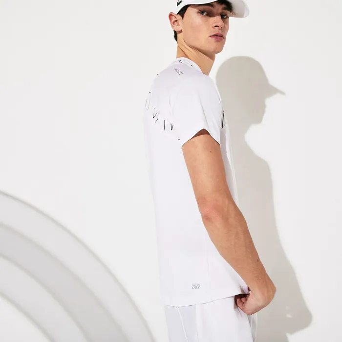 SPORT x Novak Djokovic Breathable UltraLight TShirt WhiteNavy Blue Mens Lacoste TShirts Shop Online
